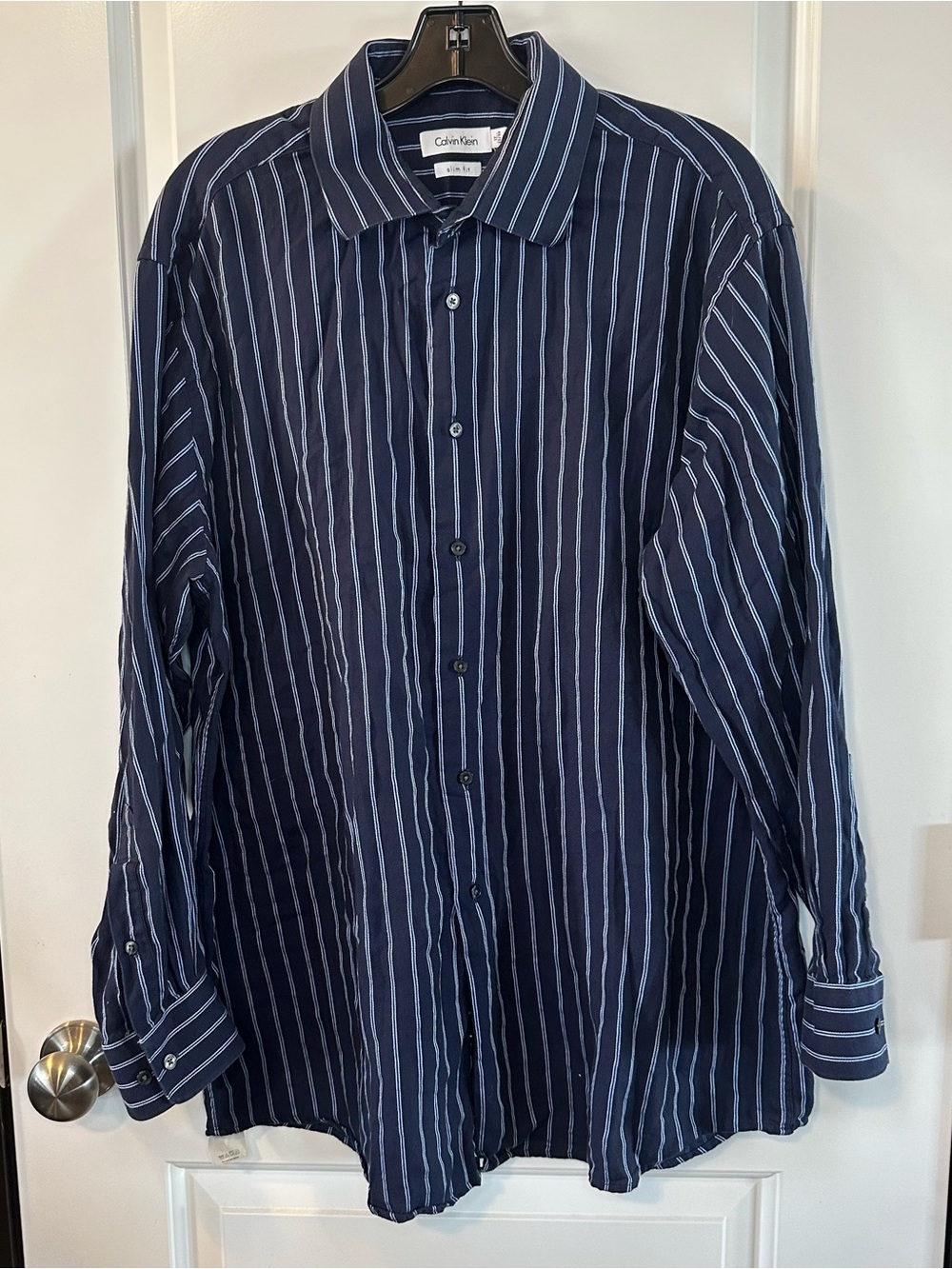 Calvin Klein Slim Fit Dress Shirt |Men’s 17 32/33 |Blue Striped